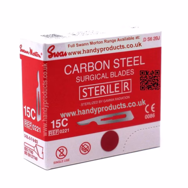 Lame bisturiu Swann-Morton, otel-carbon, ambalate individual, sterile, nr.15C, 100buc - imagine 2
