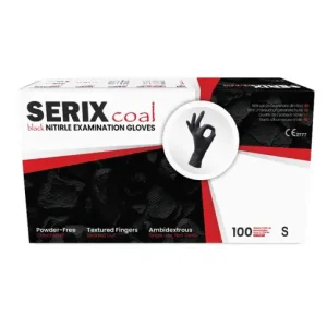 set 100 manusi de examinare nitril negre nepudrate serix coal zf s