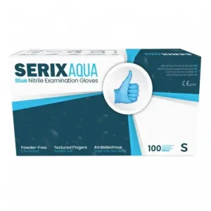 set 100 manusi examinare nitril albastre nepudrate serix aqua zf s 1