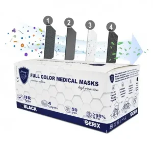 set 50 masti medicale tip iir 4 straturi negru serix 1