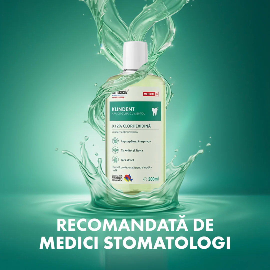 KLINDENT Apa de gura profesionala cu Clorhexidina 0,12% 3 KLINDENT Apa de gura profesionala cu Clorhexidina 0,12% - imagine 3