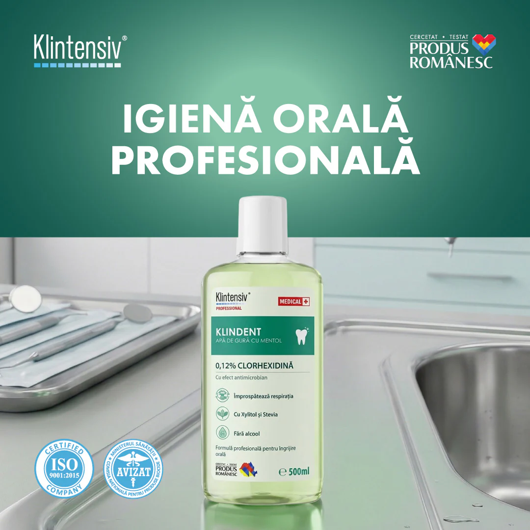 KLINDENT Apa de gura profesionala cu Clorhexidina 0,12% 4 KLINDENT Apa de gura profesionala cu Clorhexidina 0,12% - imagine 4